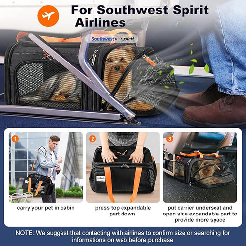 18x13.5x9 TSA Approved top and 1 Side Expandable pet Carrier - Image 2