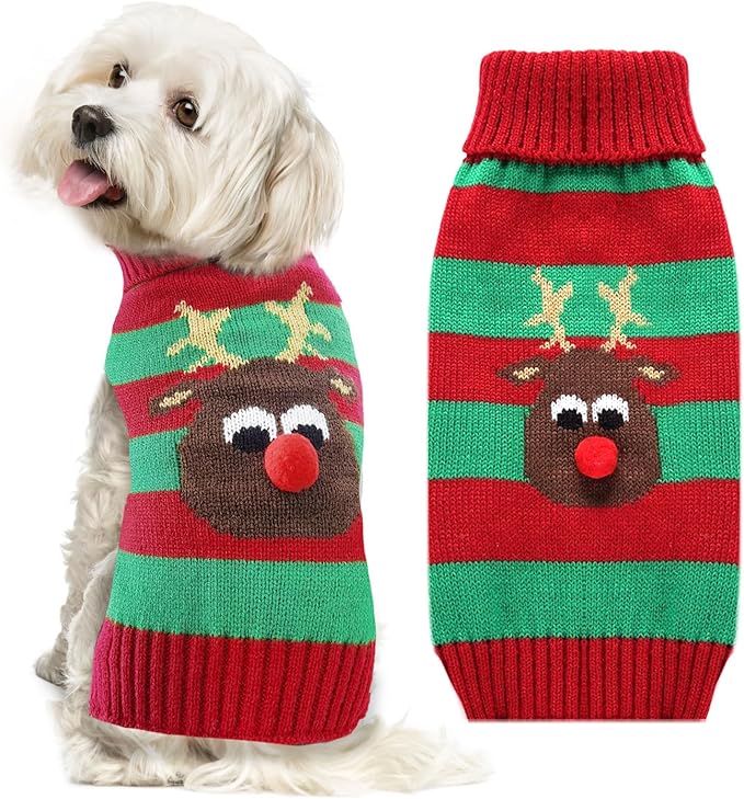 Dog Cat Christmas Sweater Boy Girl Ugly Reindeer Xmas Pet Clothes Holiday Puppy by DOGGYZSTYLE