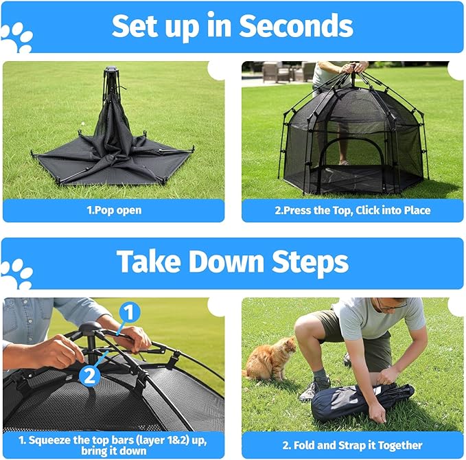 EighteenTek® Catio Outdoor Cat Enclosure 3-Tier Pop up Cat Tent Playpen | - Image 6