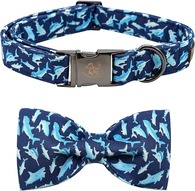 Elegant Little Tail Shark Print Adjustable Bowtie Collar by Elegantlittletail