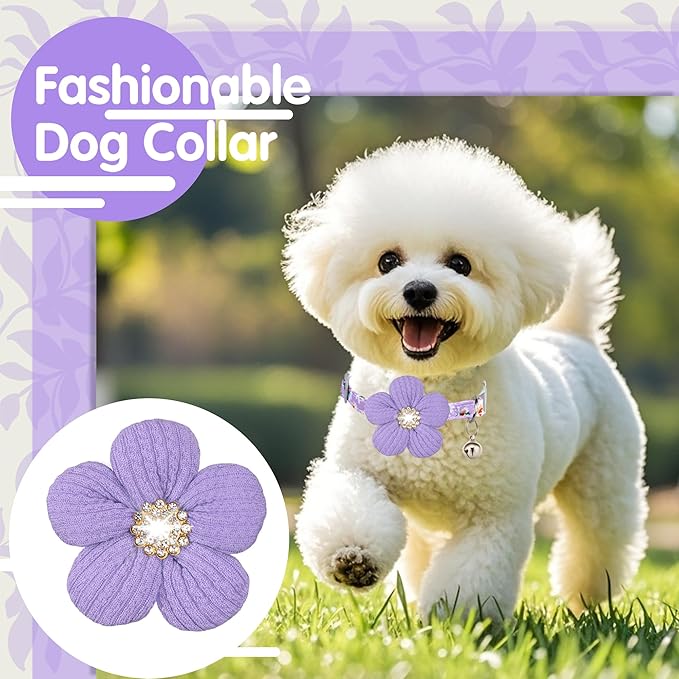 Small Dog Collar with Flower, Puppy Collar - Image 3