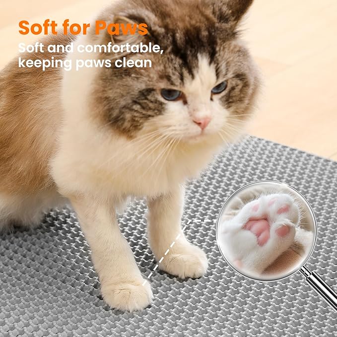 Extra Large Cat Litter Mat, 30x22 Inches Honeycomb Double Layer Cat Litter - Image 7