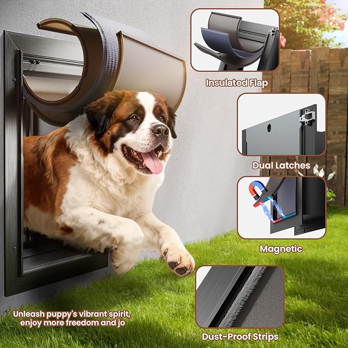 3-Flap XL Dog Door, All Aluminum Alloy Extra Large Dog Door door - Image 3