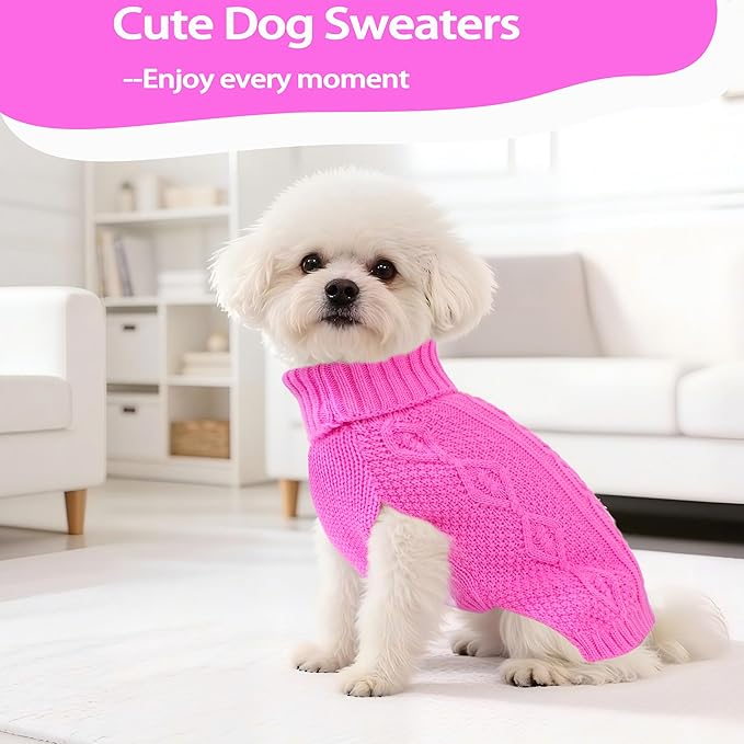 Dog Sweaters for Small Dogs Girl Warm Knit Chihuahua Clothes Pink Dog Clothes - Image 2