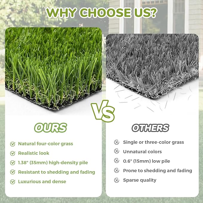 Artificial Grass Rug Indoor Outdoor, 7.7 x 8.7FT Faux Grass Turf - Image 6