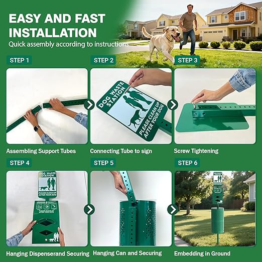 POCHAR Dog Waste Station Outdoor, Aluminum Rustproof Pet Poop Station - Image 6