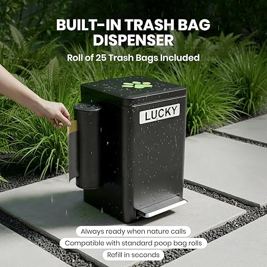 Dog Poop Trash Can Outside, 6L Metal Outdoor Dog Waste Bin - Image 5