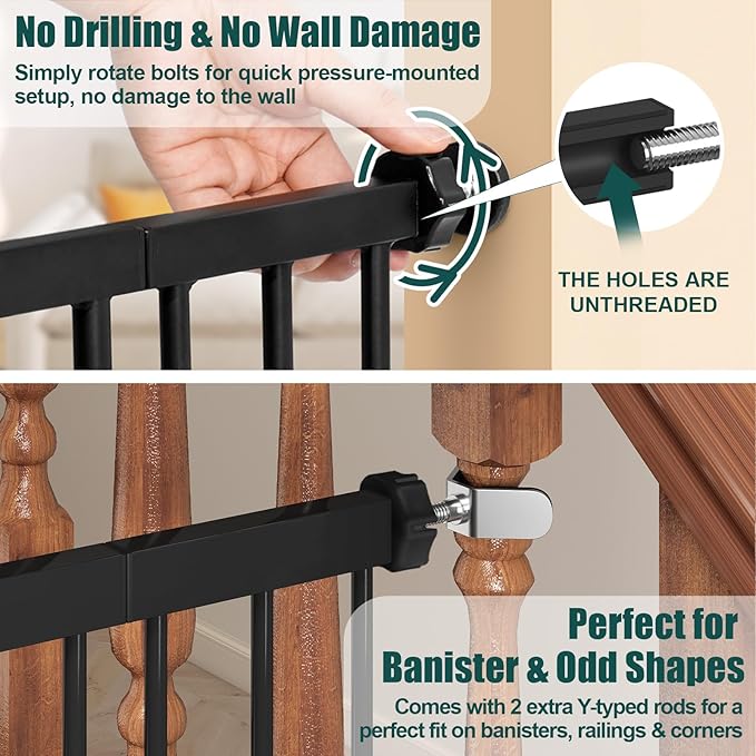 keny 29.7"-46" Baby Gate for Stairs, Auto Close Dog Gates for Doorways - Image 3