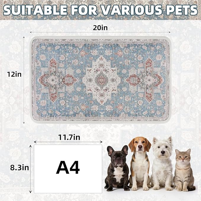 PUPTECK Dog Food Mat, Absorbent Pet Feeding Bowl Mat, Non-Slip Dog Mat - Image 2