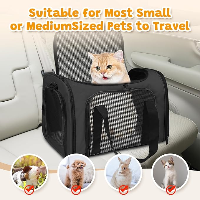 Cat Carrier Soft for Pets Up to 25 Lbs, Cat Travel Bag Soft-Sided - Image 6
