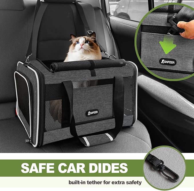 Cat Carrier 18x11x11 Top Load Soft Pet Travel Bag Over 15 lbs, Collapsible - Image 8
