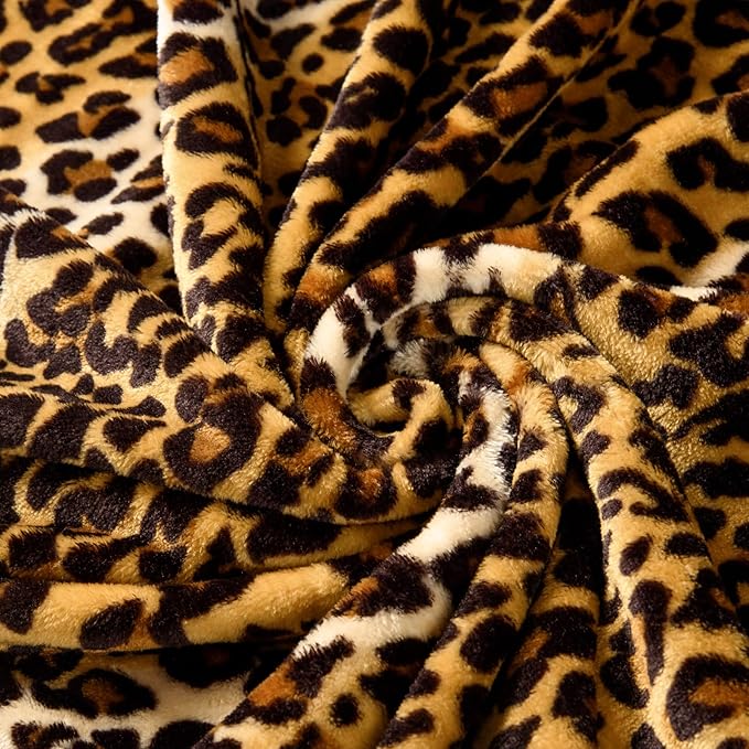 Bnuitland Leopard Print Fleece Flannel Throw Blanket, Super Soft 300 GSM Double - Image 5
