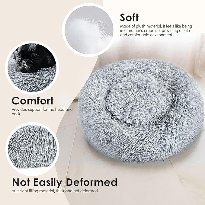 Dogs Bed for Small Dogs, Anti-Anxiety Washable Round Bed - Image 5