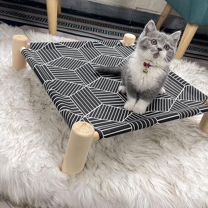 Pozico Cat/Dog Bed Hammock Cat Bed, Wooden Dog Elevated Indoor Outdoor Beds - Image 2