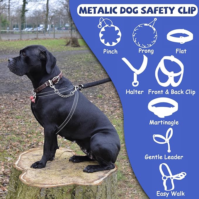 YUEPET 2 Pack 8.3 Inches Metal Dog Collar Safety Clips Heavy Duty Duble Ended - Image 3