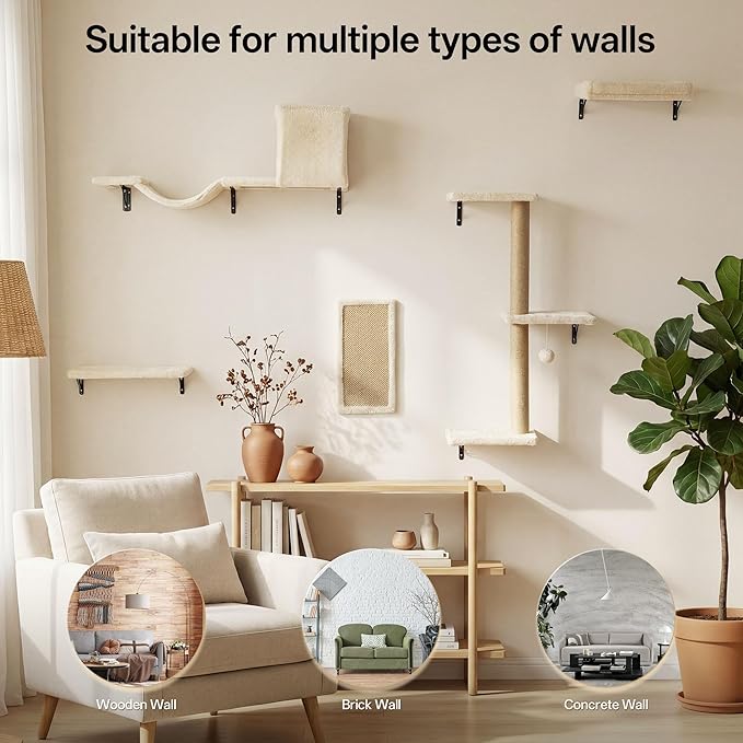 MEWANG 5-in-1 Cat Wall Shelves: Cat Climbing Furniture - Image 6