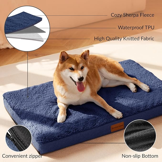 Patas Lague Orthopedic Dog Bed Large Sized Dog 36''X24'', Soft Waterproof Egg - Image 3