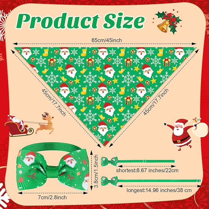 Sanwuta 50 Pcs Christmas Dog Bandanas and Collar Bow Ties Set 25 Bandanas Bulk - Image 3