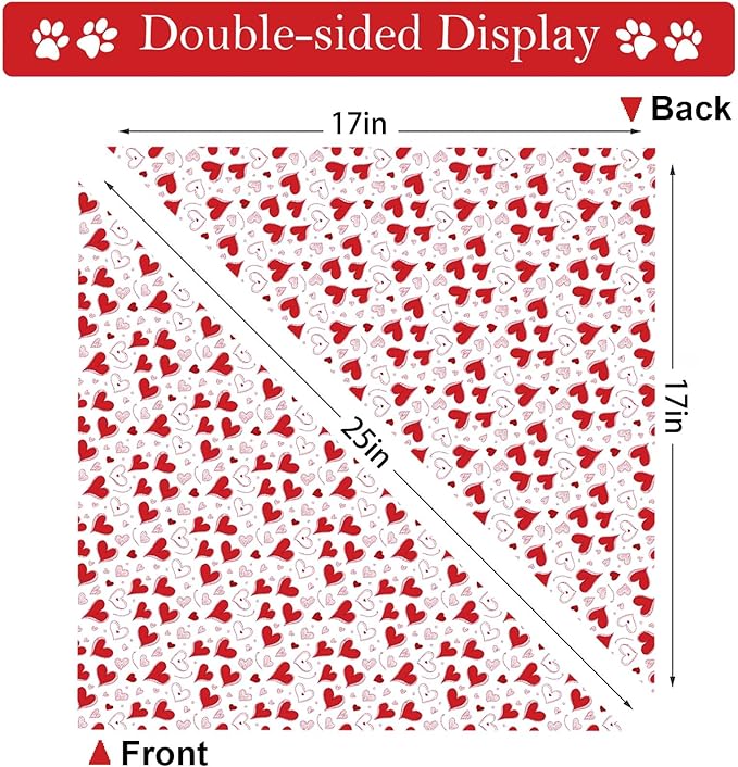 Heart Dog Bandana, 2 Pack Adjustable Holiday Party Birthday Pets Heart Bandana - Image 7