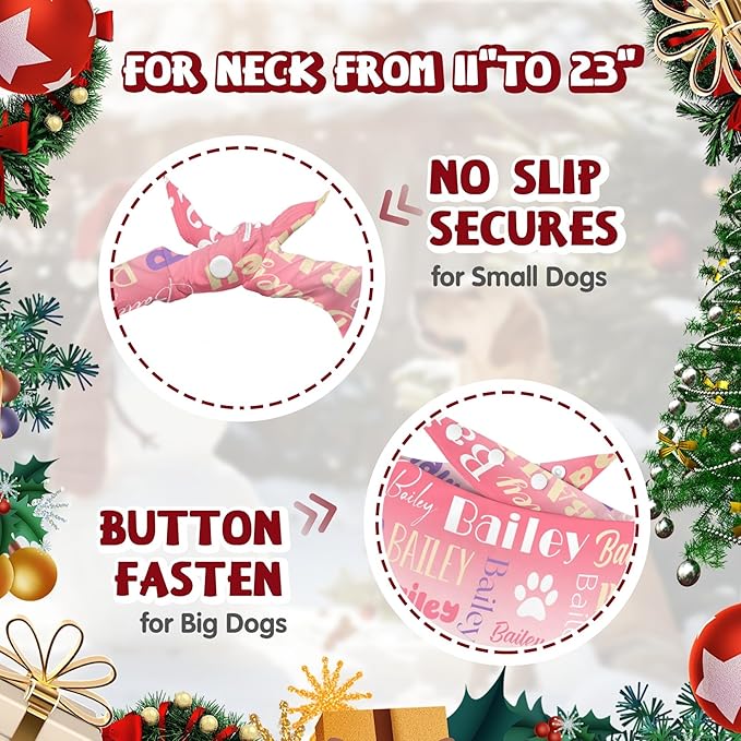 Personalized Dog Bandanas Custom Neckwear Name Button Anti-loosening Dog Scarf - Image 4