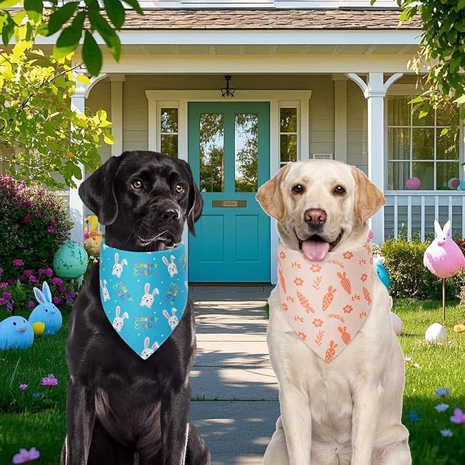 Easter Dog Bandanas Large 2PCS, 4 Pattern Colorful Scarf - Image 5