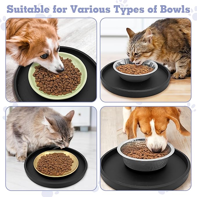 BNOSDM 2 PCS Dog Feeding Mat Black Silicone Pet Food Mats Waterproof - Image 8