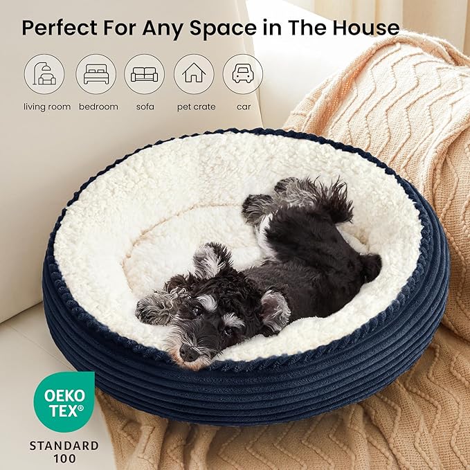 Love's cabin Round Donut Cat and Dog Cushion Bed, 25in Pet Bed - Image 6