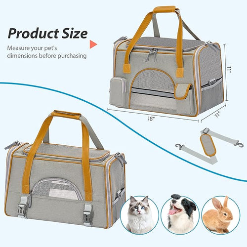 18x11x11 Inches Cat Carrier– Fits Pets Up to 16 lbs, Anti-Collapse Design - Image 2