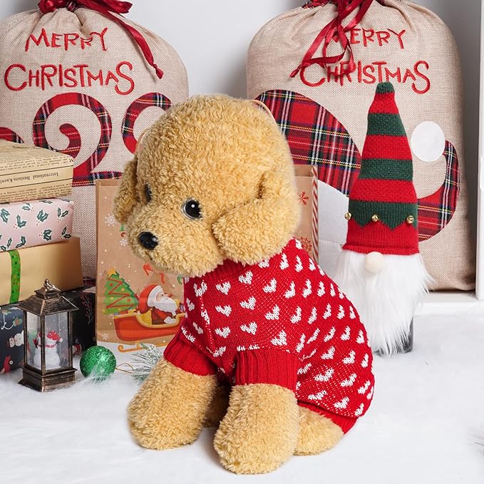 Dxhycc Dog Knitted Heart Sweater Puppy Sweater Warm Soft Pet Holiday Clothes - Image 4