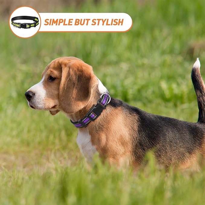 Weewooday 3 Pieces Reflective Dog Collar Nylon Adjustable Quick Release Pet - Image 7