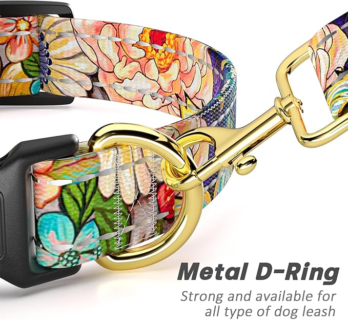 Reflective Dog Collar for Medium Dogs, Cute Boho Adjustable Heavy-Duty Nylon - Image 5