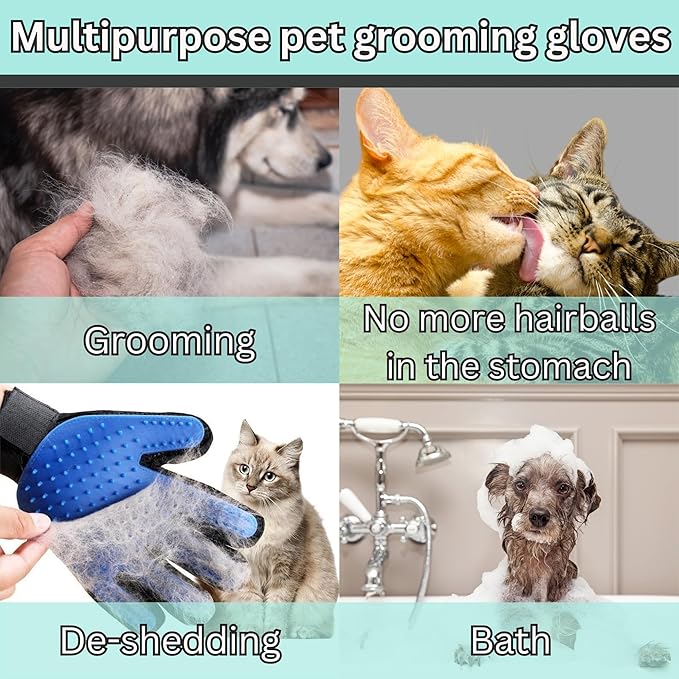 Pet Hair Remover Gloves – Blue, Reusable Grooming Gloves - Image 5