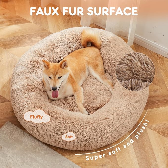 Sweetcrispy Donut Dog Bed, Large Round Calming Cat Bed - Image 2