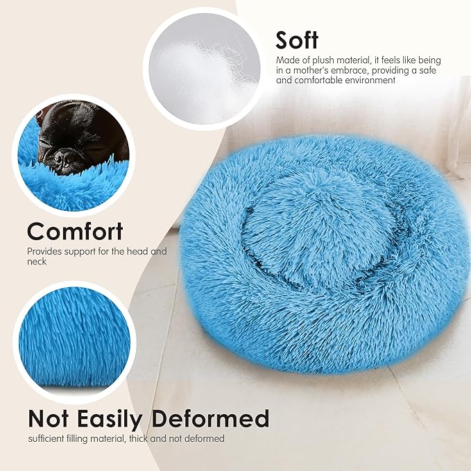 Dogs Bed for Small Dogs, Anti-Anxiety Washable Round Bed - Image 4