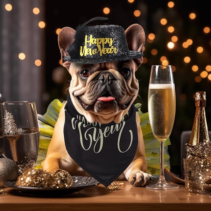 Suhine 3 Pcs Pet Happy New Year Costume Dog New Years Outfit Accessories - Image 6