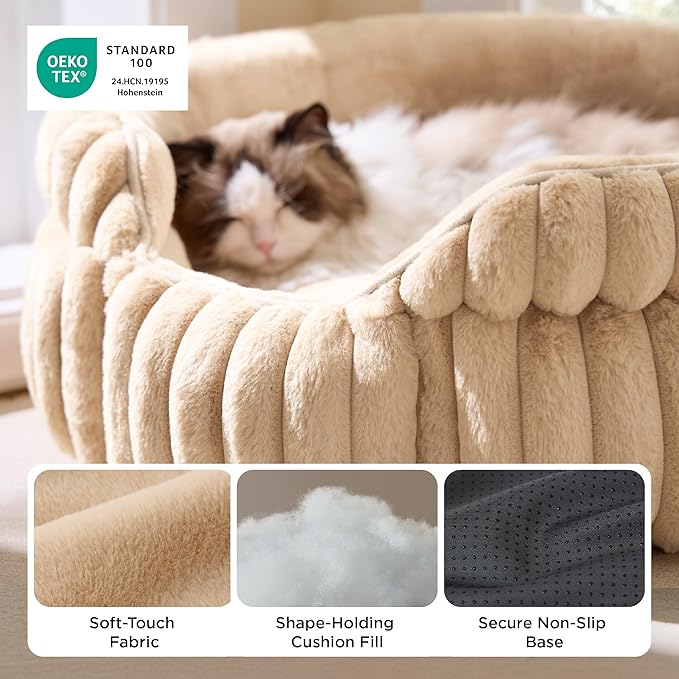Bedsure ComfyFleece™ Small Cat Bed, Washable Round Cute Pet Beds - Image 3