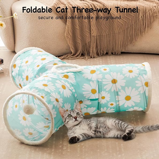 Tempcore Pet Cat Tunnel Tube Cat Toys 3 Way Collapsible, Cat Tunnels - Image 3