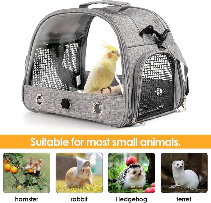 Bird Travel Carrier with Perch Parakeet Backpack Carriers with Stainless Steel - Image 2