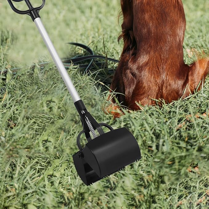 Kisangel Long Handle Pet Waste Scooper Black Dog Waste Picker Outdoor Poop - Image 7