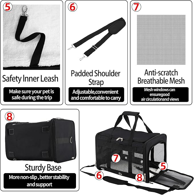 Soft Sided Cat/Dog Carrier，Collapsible Mesh Pets Travel Carriers - Image 5