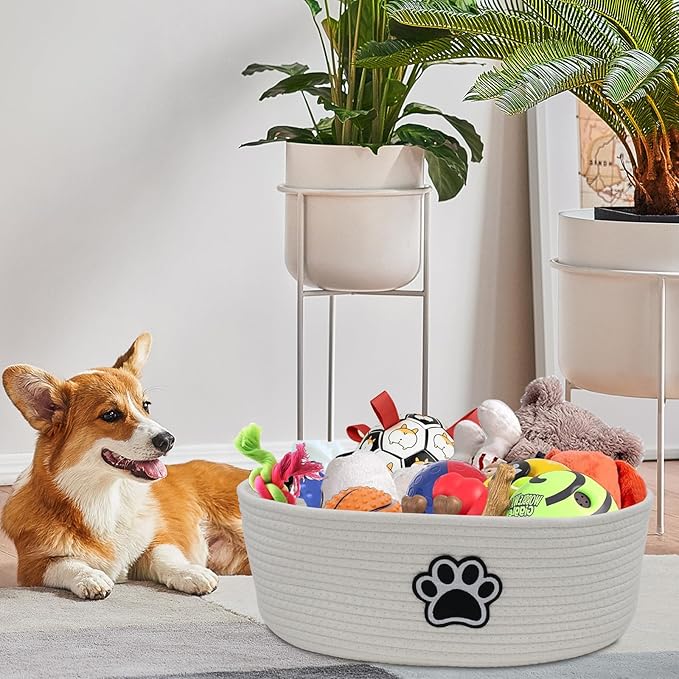 Dog Toy Box Woven Basket, Dog Toys Basket, Dogs Organization and Storage - Image 6