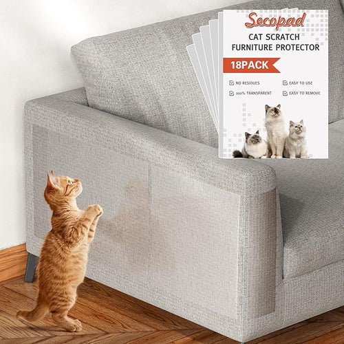 18 PCS Large Cat Scratch Furniture Protector, Transparent Couch Protector from by Secopad