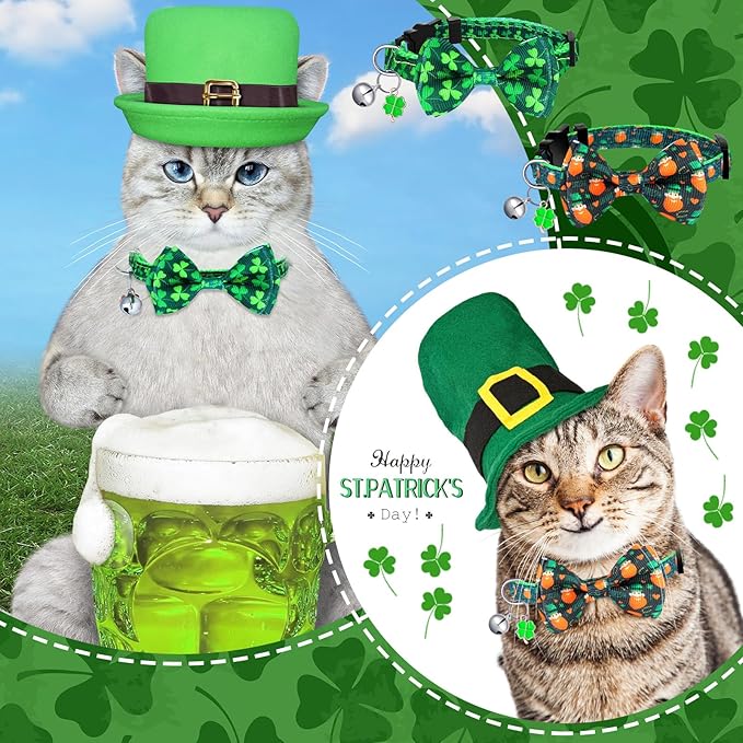 Kacctyen 18 Pcs St. Patrick's Day Cat Collars Bulk Holiday Cat Collars - Image 3