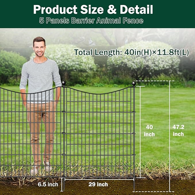 5 Panels No Dig Dog Fence Outdoor - Image 2