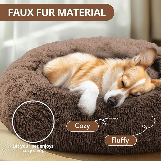 JOLLYVOGUE Calming Dog Bed Large Size Dog, Anti-Anxiety Donut Large Pet Bed - Image 2