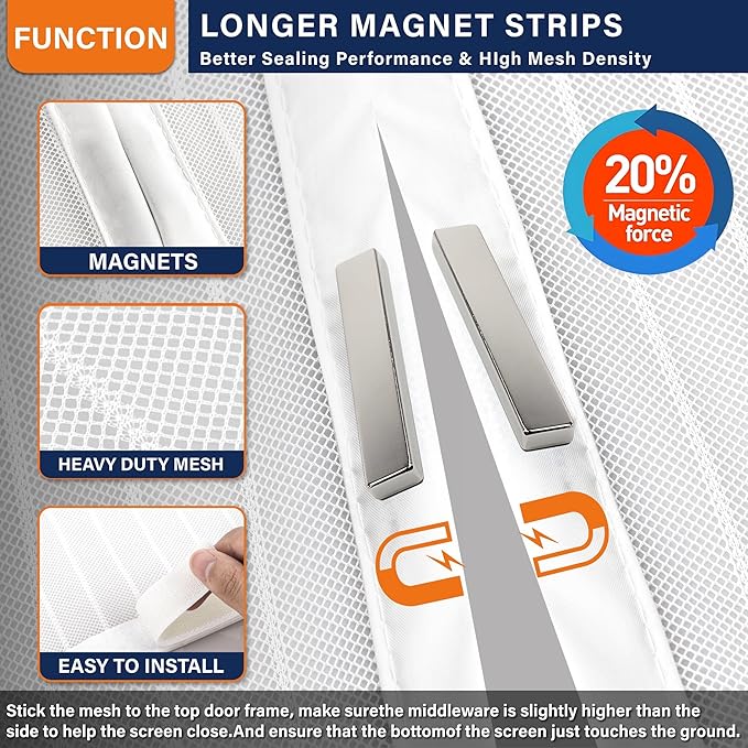 Magnetic Screen Door, Self Sealing Magnets, Easy Install Screen Doors - Image 6