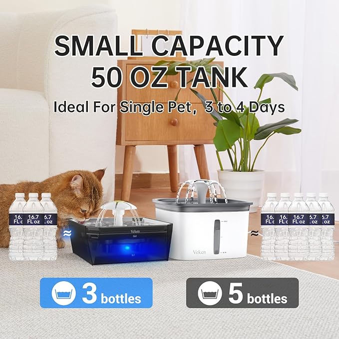 Veken Small Pet-Friendly Cat Water Fountain - Image 4