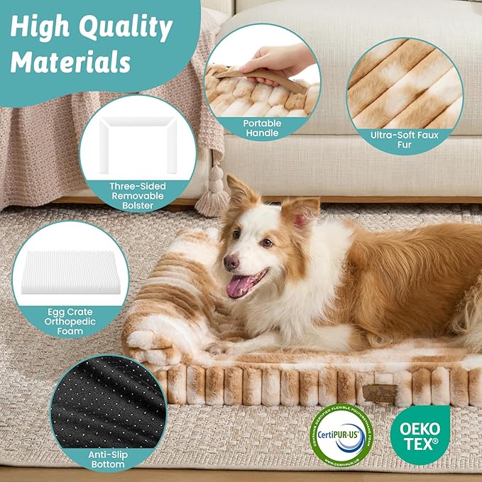 Cute Dog Bed for Extra Large Dogs, Faux Rabbit Fur Orthopedic Dog Bed - Image 6