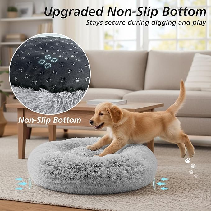 JOLLYVOGUE Calming Dog Bed Medium Size Dog, Anti-Anxiety Donut Medium Pet Bed - Image 5