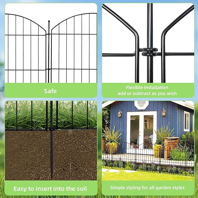 Decorative Garden Fence 24in x20ft, 10 Pack No Dig Fence Animal Barrier - Image 5